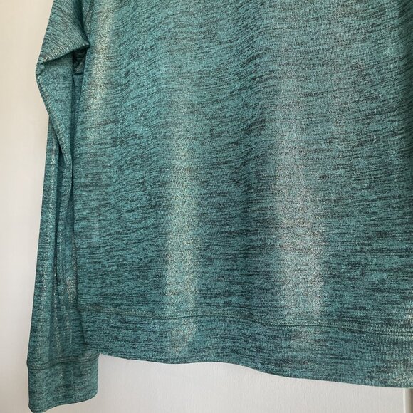 TOMAS MAIER Heathered Metallic Long Sleeve Crew Tee Size 6 Green Black Gold - Picture 7 of 11